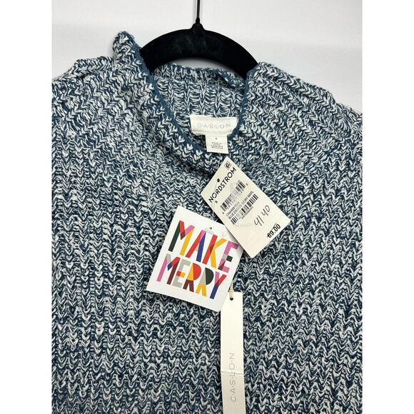 NWT Caslon Shaker Mock Neck Blue Ensign Sweater. Size Small. - Picture 4 of 6